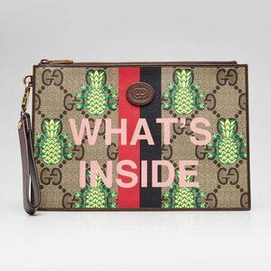 Gucci Beige/Ebony Maxi GG Canvas Pineapple Pouch Bag